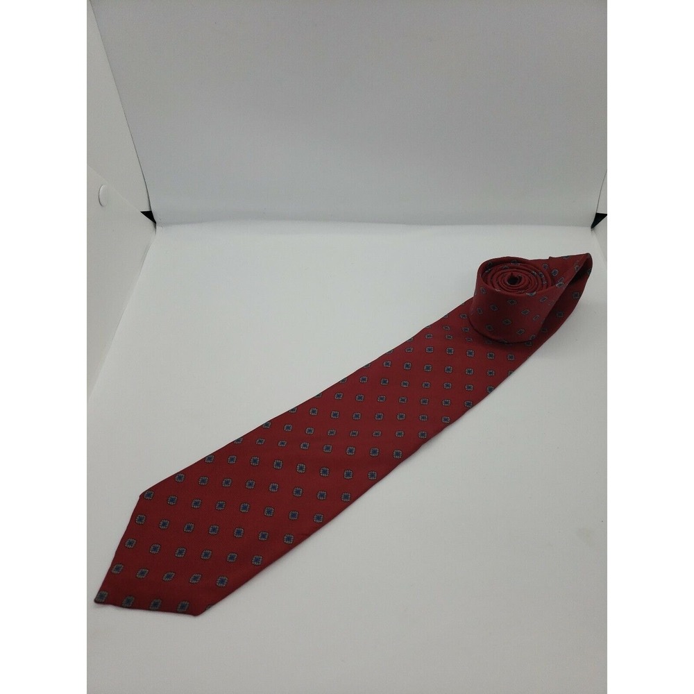 Boston Traders Men's Neck Tie Red Gold Diamond Vintage